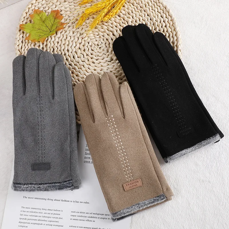 

Winter Keep Warm Touch Screen Man Outdoor Sports Windproof Cycling Driving Fashion Casual Solid Simple Style Gloves