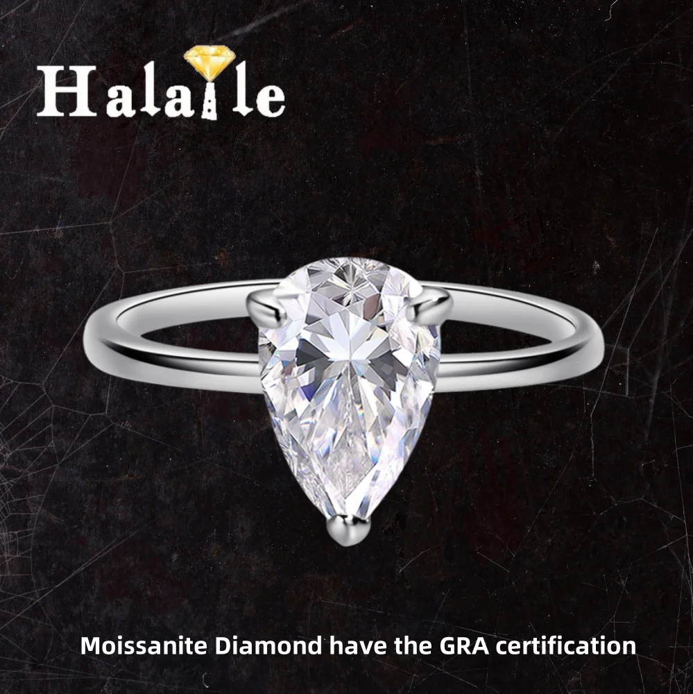 Halaile 1-4ct D اللون مويسانيتي خواتم 18K الذهب الكمثرى قطع للنساء S925 فضة المشاركة غرامة مجوهرات تألق