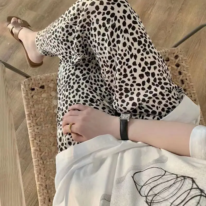 

Women Leopard Print Pajama Pants Kawaii Clothing Sleepwear Summer Sleep Bottoms Loungewear Elastic Waist Nightwear Trouser New