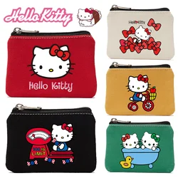 Sanrio Hello Kitty portamonete donna Fashion Portable Key auricolari Organizer Bag Cartoon Canvas Zipper Pouch regali per ragazze