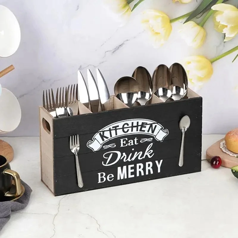 Ложки, столовые приборы, деревянная коробка для столовых приборов, держатель для столовых приборов, кухонная стойка для кухни и дома