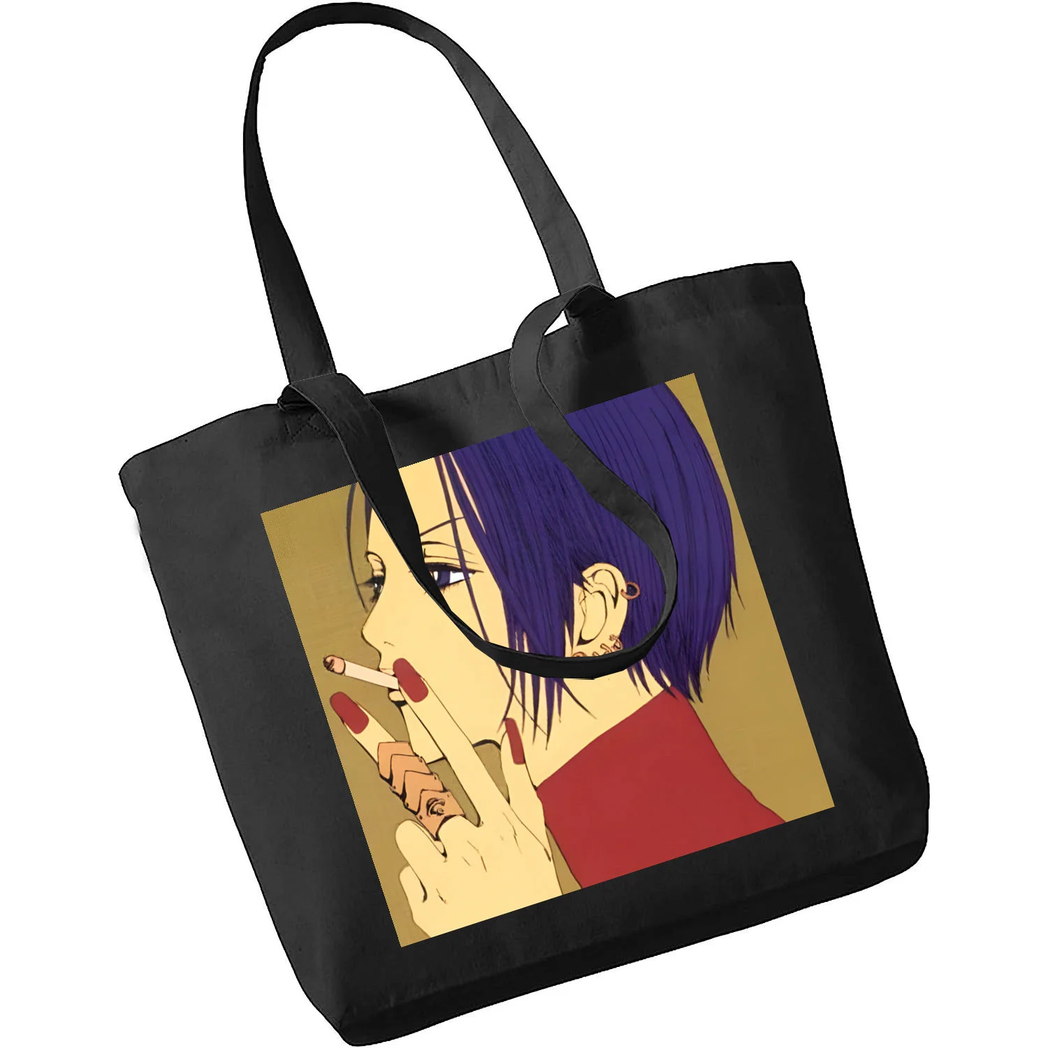 Black Stones NANA Osaki Japanese Anime Women Hand Bag with Free Shipping Low Price Black Canvas Canvas Tote Ladies