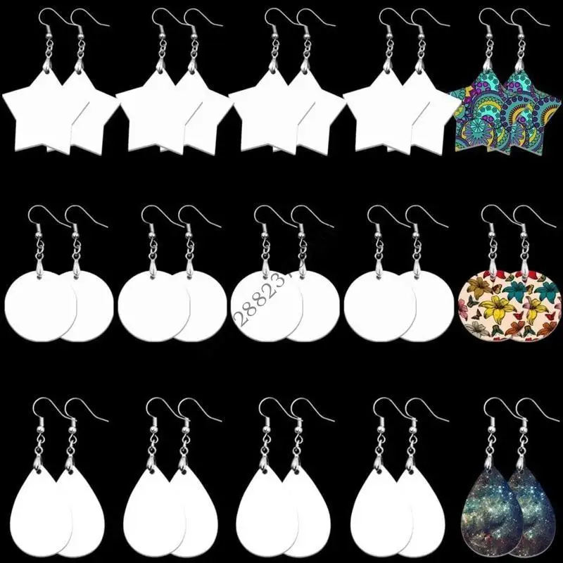 

D0UF 30Pcs Unfinished Heat Transfer Earring Pendant Sublimation Blanks for Women Girls DIY Earring Jewelry Making Tool
