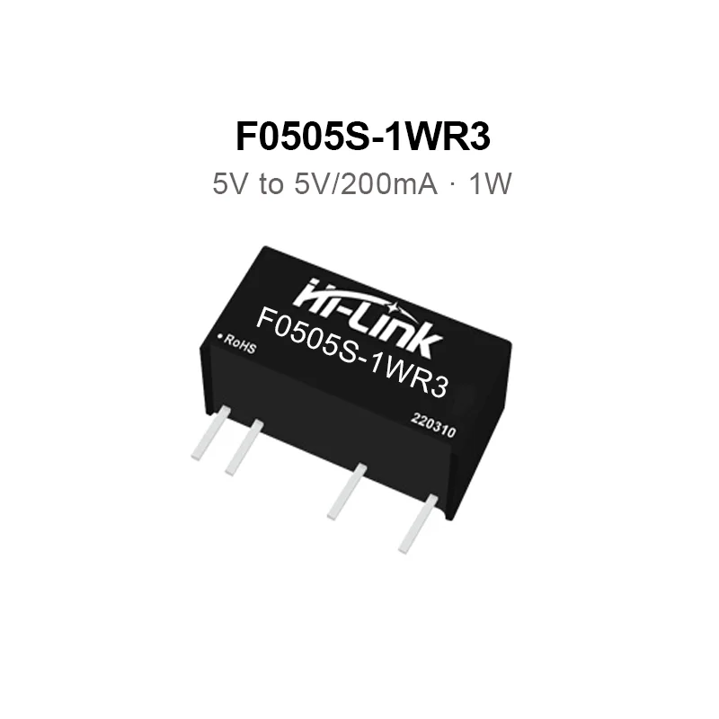 F0505S-1WR3 F0503S-1WR3 3.3V 5V a 5V 1W RoHS 200mA 2400uF 3000VDC tensione di isolamento uscita non regolata DC DC power module SIP