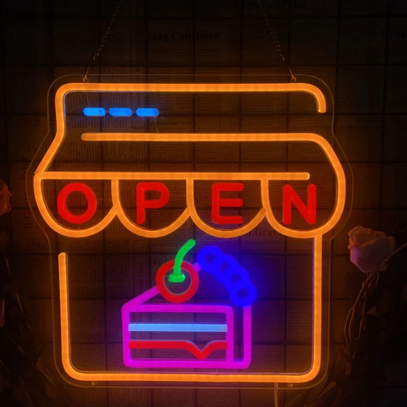 Cake Coffee Bar Open Commercial LED Neon Lights Adjustable Brightness Wall Hanging Decoration Can Customized Neon Holiday Gifts