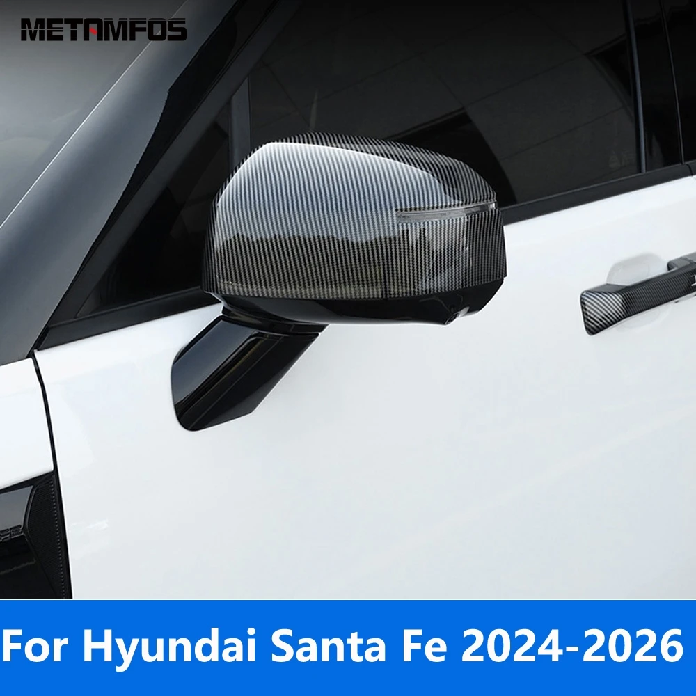 

For Hyundai Santa Fe 2024 2025 2026 Carbon Fiber Rearview Side View Mirror Cover Trim Protector Sticker Accessories Car Styling