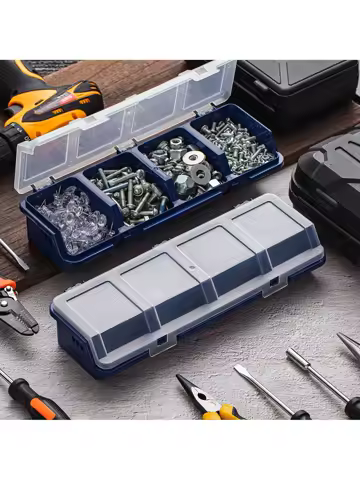 1pc 31x10x6cm 4-Grid Plastic Screw Storage Box, Made Of High-Strength PP Material, Waterproof Tool Organizer Box