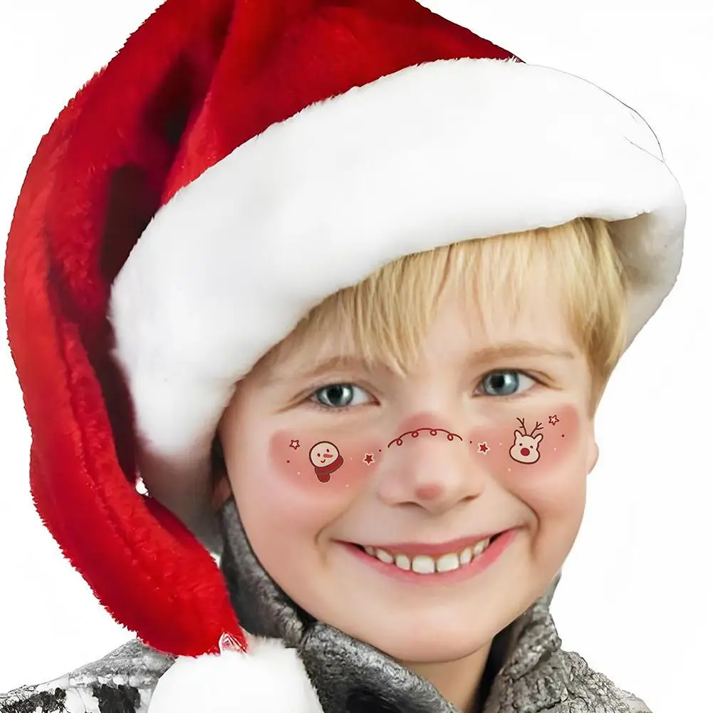 クリスマスフェイスアイズ一時的なタトゥーステッカー、長持ちし防水、パーティーメイク、ステージルック、デートナイトステッカー