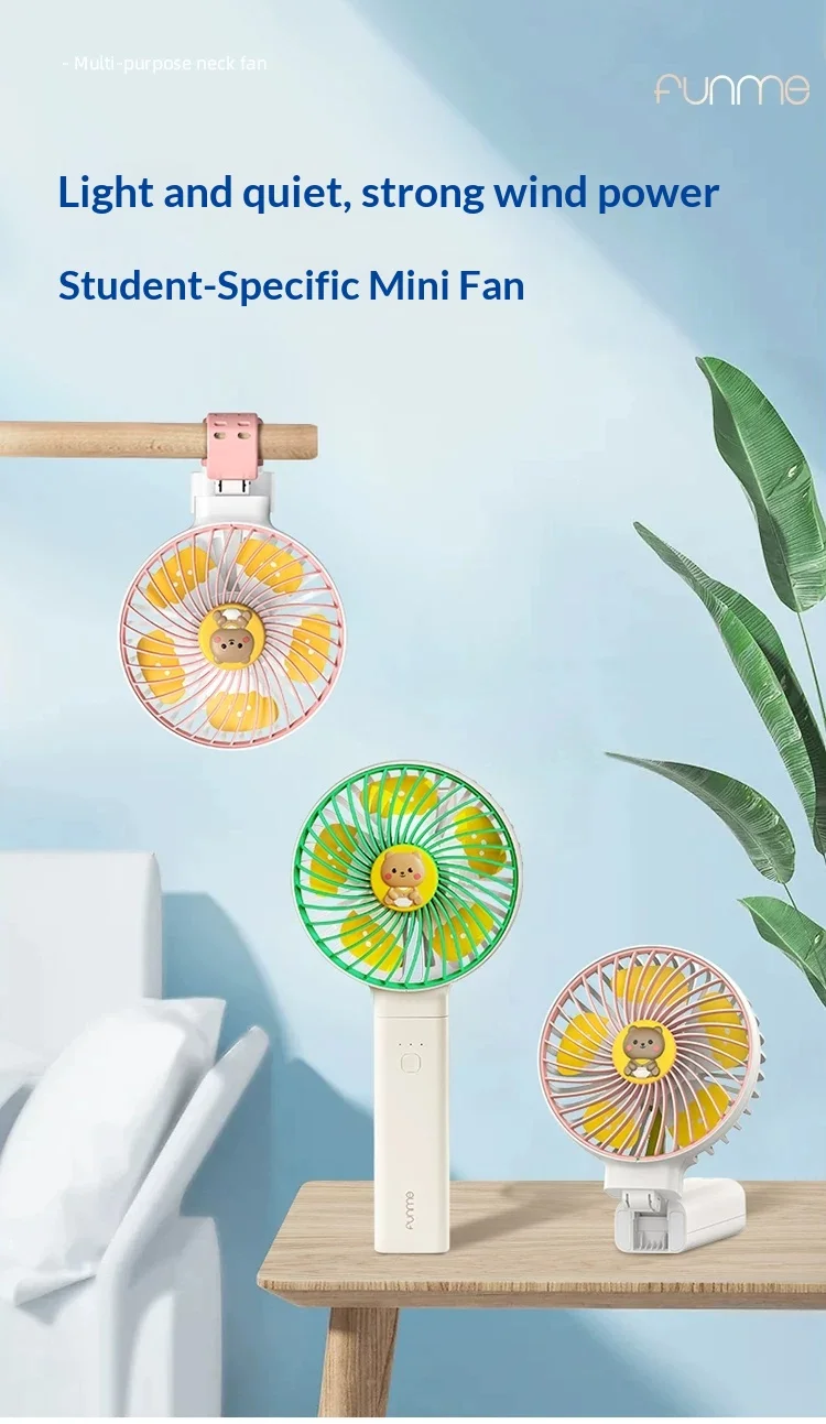FUNME F27 Handheld Small Fan Four-Gear Adjustable Large Wind Power Handheld Fan 5000mAh Long Battery Life Low Noise Light Weight