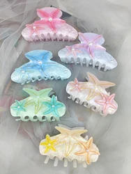 Colorful Large Starfish Hair Claw Clips Pearl Outdoor Beach Holiday Hair Claw Handmade