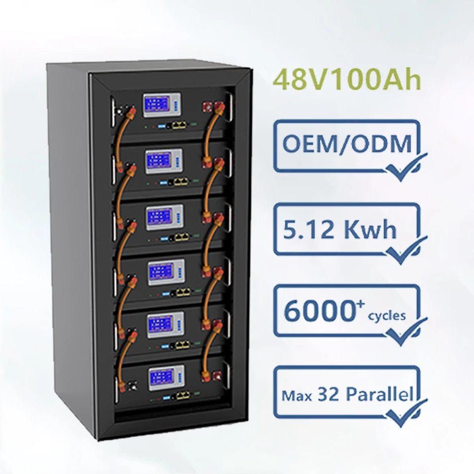 

6000 Deep Cycle PC Monitor 32 Parallel 51.2V 3.07Kw 5.12Kw 6.14Kw 10.24Kw Lithium ion Battery 48V LiFePO4 Battery