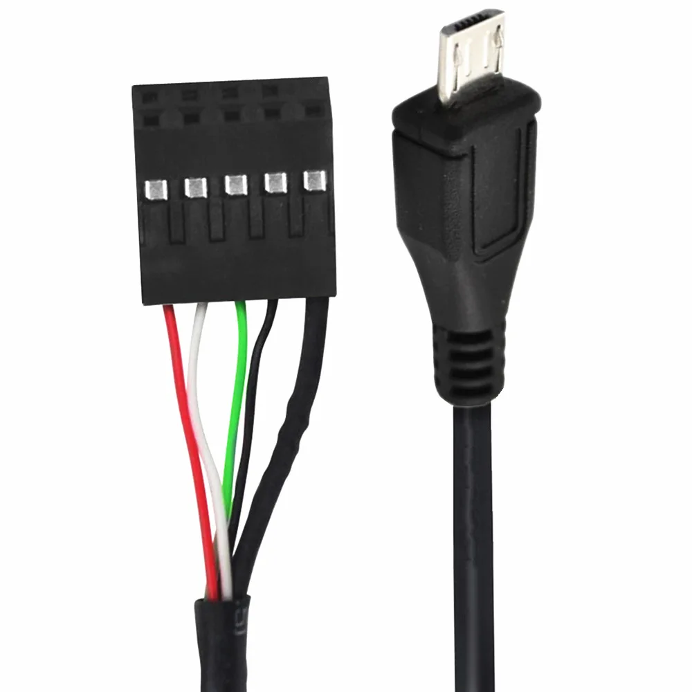 50CM USB 2.0 Micro 5Pin /Mini 5Pin męski na 9Pin żeński 2.54 USB header PCB kabel płyty głównej；