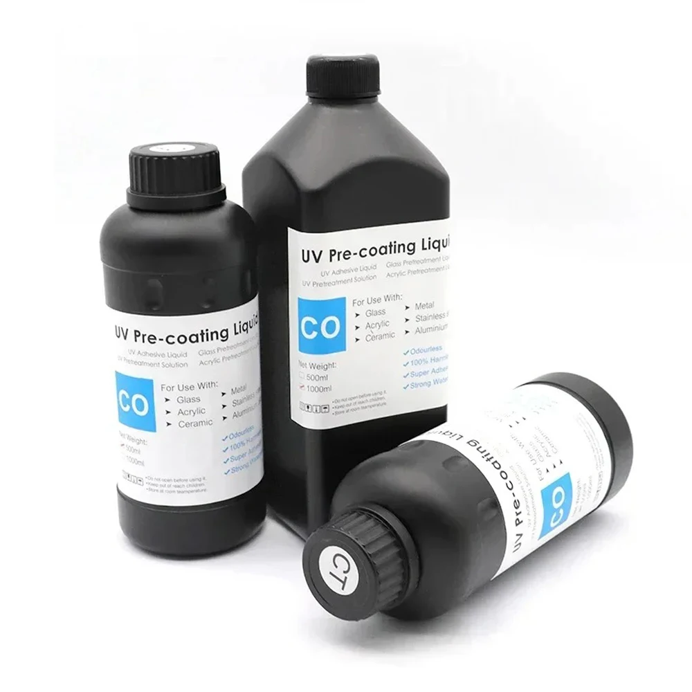 UV Coating Fluid For UV Flatbed Printer For Glass Wood Metal Crystal Leather Ceramic PVC coating liquid No Odor 500ML/1000ML