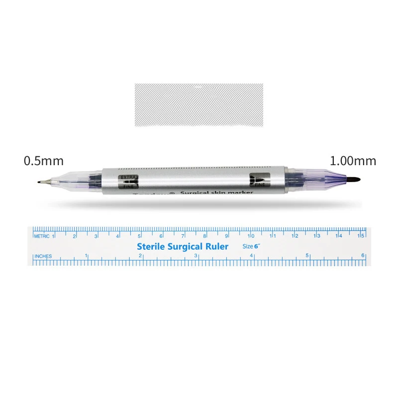 Tattoo Skin Marker Pen Tool Accessories Surgical Skin Marker for Eyebrow 0.5mm/1mm Fixed Point Pen with Ruler Set Tools