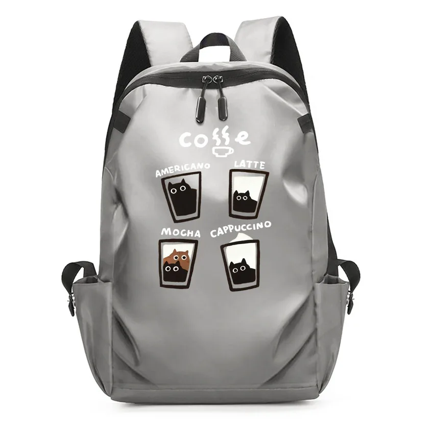 النساء الرجال حقيبة ظهر للأعمال توسيع USB حقيبة مدرسية كمبيوتر محمول مقاوم للماء على ظهره الصيف كريم القهوة القط طباعة أضف التصميم الخاص بك #1