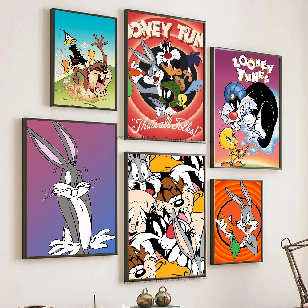 Cartoon Looneys T-Tunes Poster Poster Art Print Bar Living Room Furniture Decor