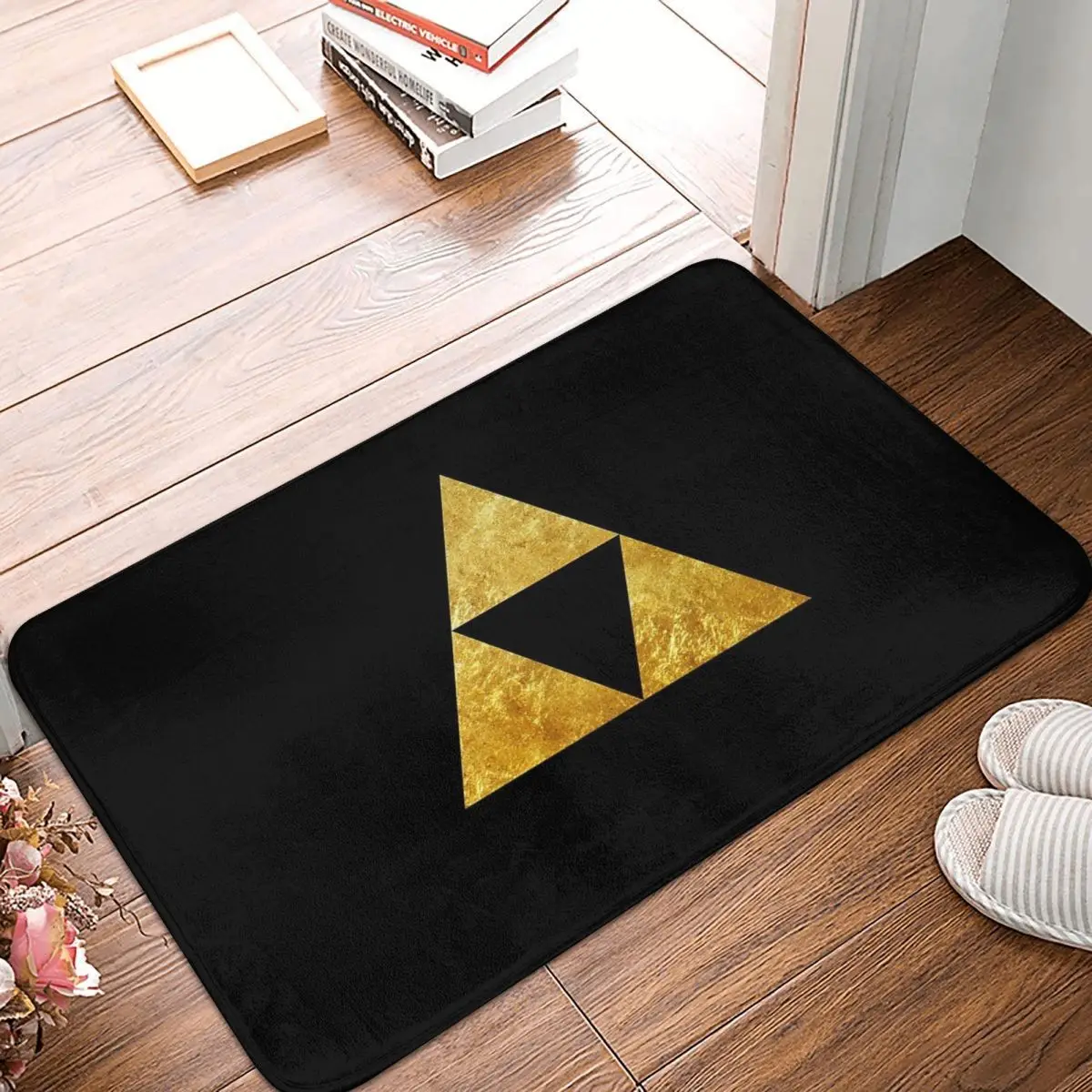 

Коврик для прихожей Gold Triforce Symbol Zelda, нескользящий коврик из полиэстера, для входа в кухню, спальню, балкон, Туалет