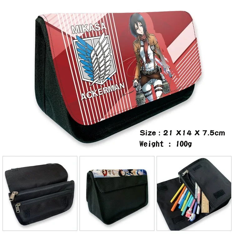 Atak na tytana Anime trójkątna torba na długopis Eren Mikasa Levi piórnik studencki chłopcy dziewczęta dzieci Cartoon szkolne etui na artykuły papiernicze