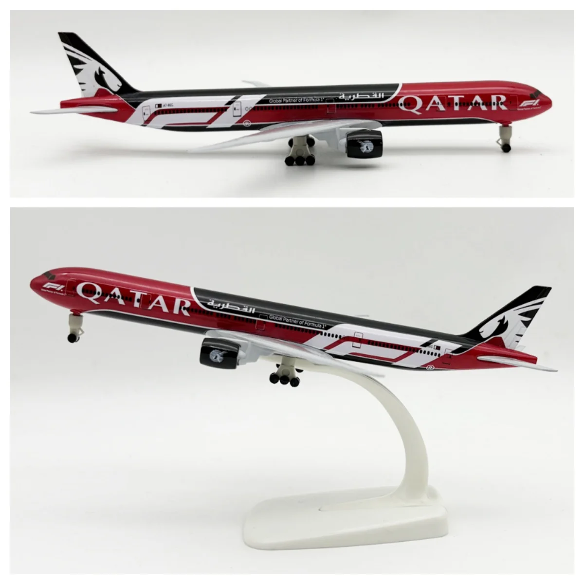 20cm Scale Airplanes 777-300 Qatar Airways Model Plane Replica Alloy Material Collectible Aircraft with Landing Gear Wheels Base
