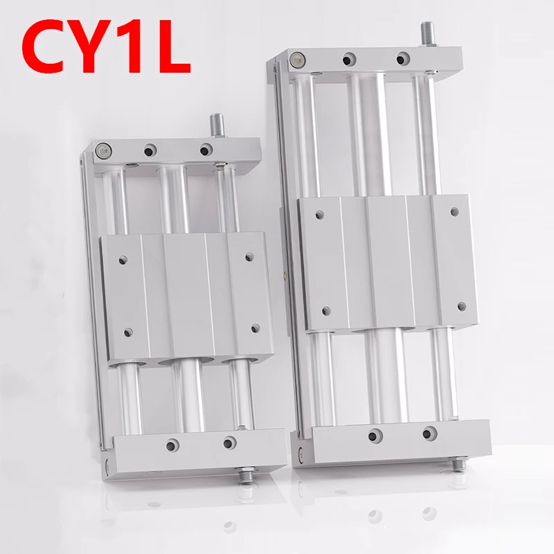 CY1L10/15/20/25/32/40-50X100X150X500 Air Pneumatic Rodless Cylinders Magnetic Couple With Guide Rail Bese Customized Long Stroke