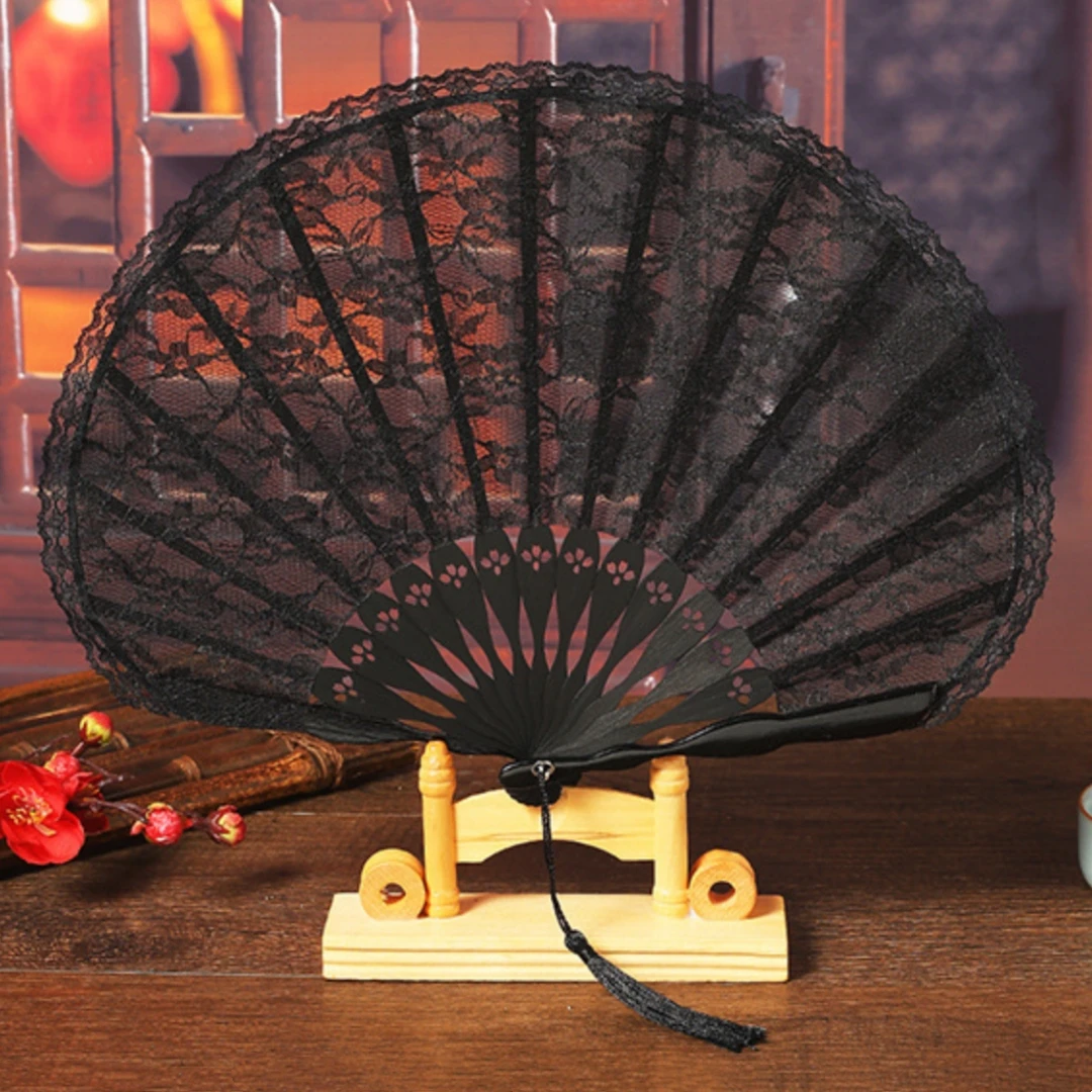 Lace Fan Exquisite Vintage Decorative Fan Bamboo Handheld Fan  for Photo Prop Everyday Use Gift