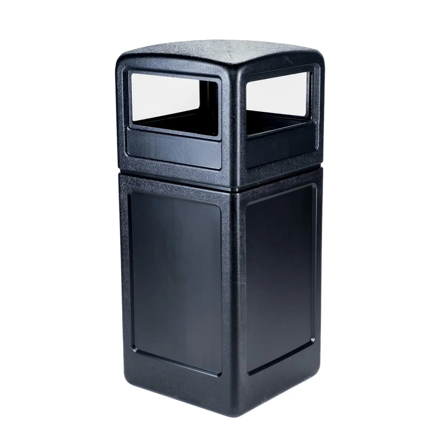 

-73290199 PolyTec 42 Gallon Square Waste Container with Dome Lid Color: Black