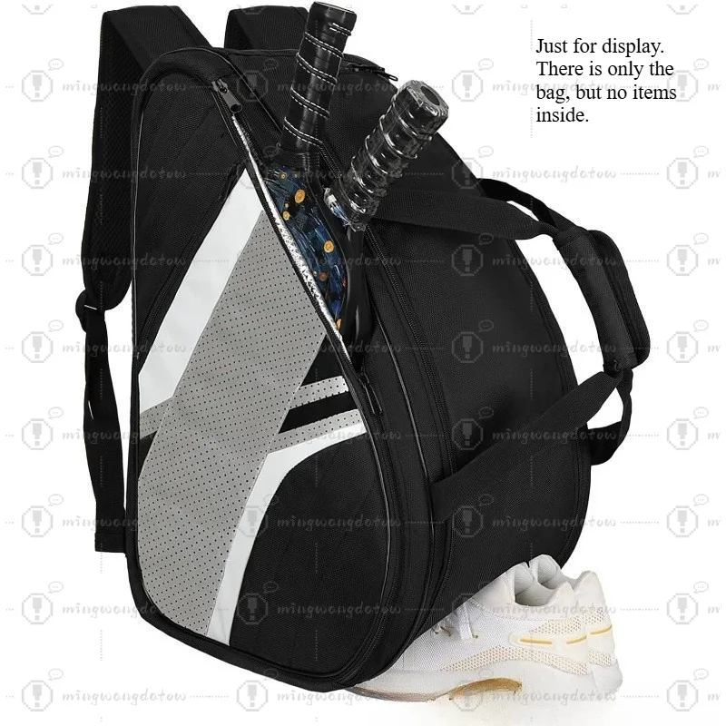Waterproof Racket Backpack with Ball Pocket & Shoe Compartment, Breathable Sports Gear Storage Bag