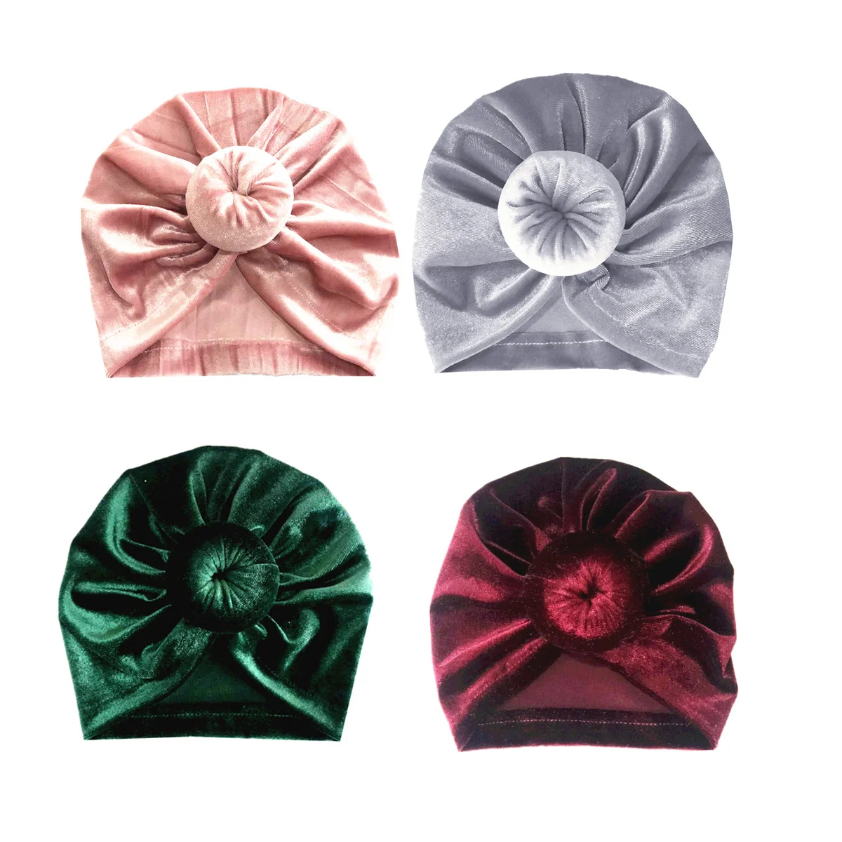 4Pcs Baby Knot Hats Turban Caps Soft Premium Velour Hospital Hat Newborn Toddler Girls for Christmas Easter Birthday