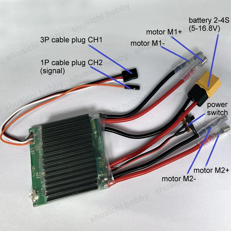 1PCS 40A 2S-4S Brushed ESC Dual Way Bidirectional Motor Electronic Speed Controller 5V-16.8V for RC Ship/Tank/Fixed Wing Model