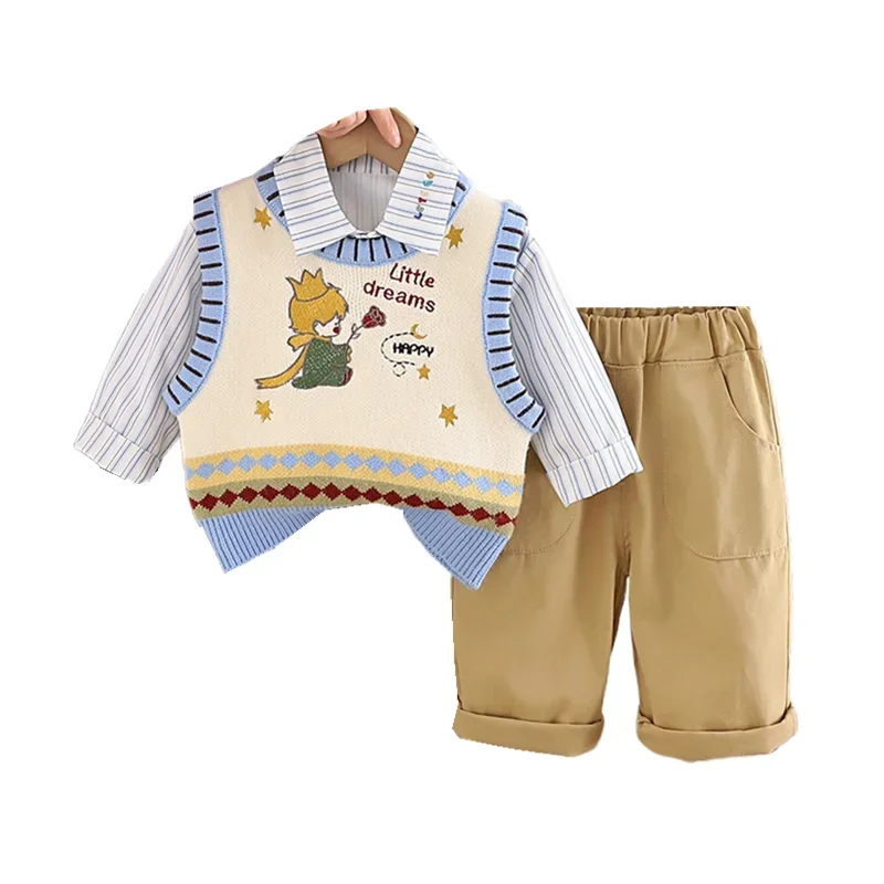New Spring Autumn Baby Clothes Children Boys Vest Shirt Pants 3Pcs/Sets Infant Clothing Toddler Casual Costume Kids Tracksuits