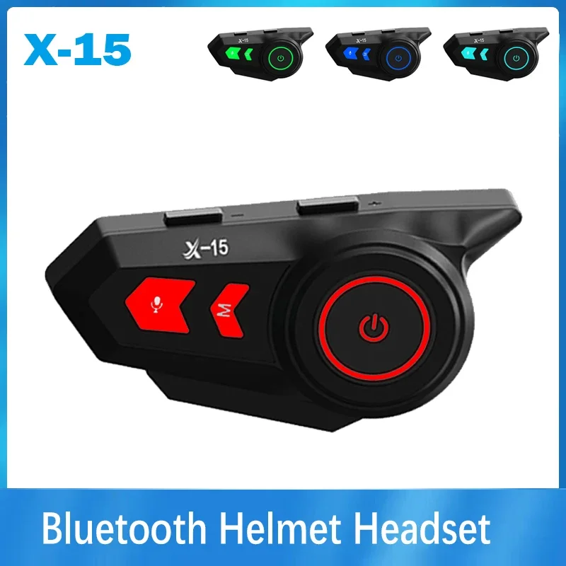 

X-15 Motorcycle Helmet Bluetooth Headset 5 Kinds Of Breathing Ambient Lights 40mm Dynamic Horn Speaker Unit IP65 Waterproof