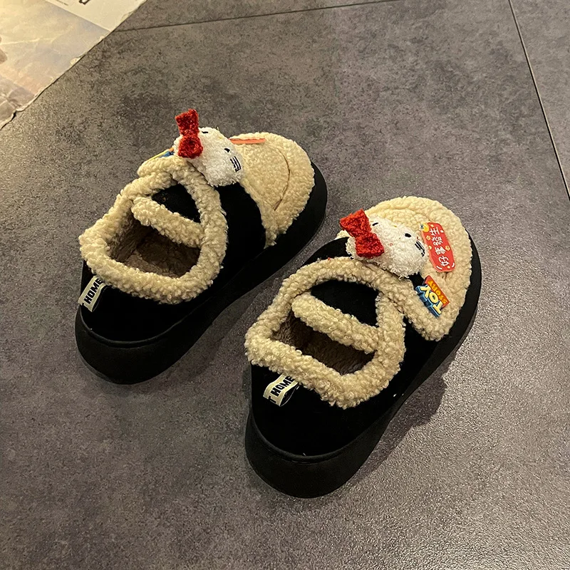 SanrioHelloKitty cute doll all-inclusive winter warm cotton slippers women's versatile new outer wear Velcro velvet cotton shoes