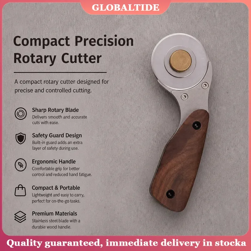 Leather Rotary Cutter Walnut Handle Stainless Steel Long Straight Cutting Knife Replaceable Blade DIY Craft Tool