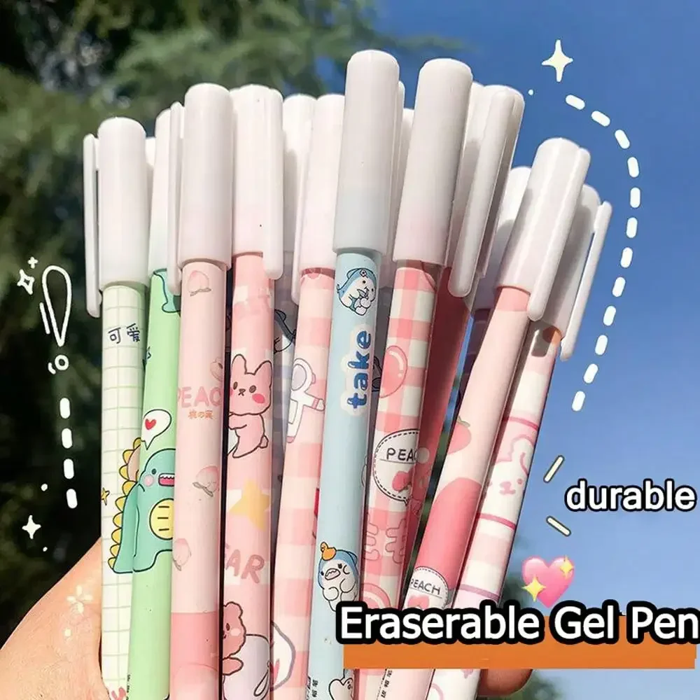 12pc/box Hot Erasable Pen 0.5 Needle Tube Head Cartoon Crystal Blue Friction Easy To Wipe Student Brush Question Wipe Pen