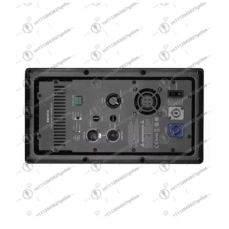 Professional performance digital amplifier module rear panel for active speaker subwoofer with metal housing