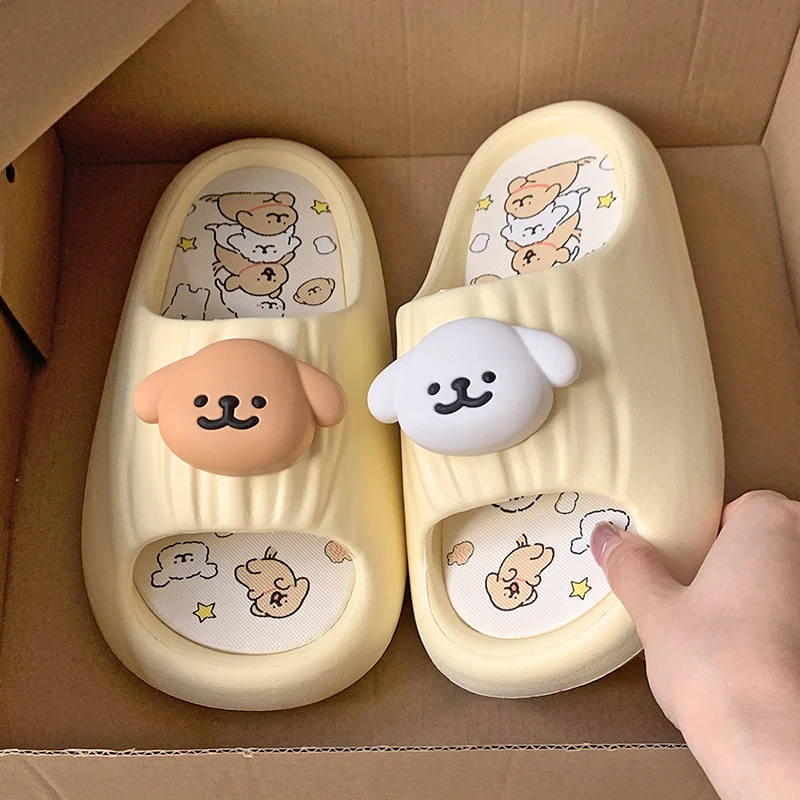 

Милые тапочки для собак для женщин летом, подходящие для уличной одежды, домашние нескользящие домашние тапочки из ЭВА, подходящие для праздников