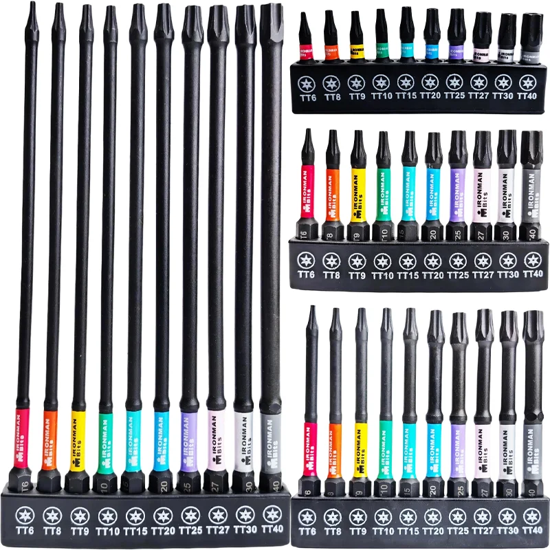 Torx Impact Tough Magnetic Screwdriver Bit S2 Steel Long Extension Driver Drill Bits Hex Shank Batch Head with Base Holder