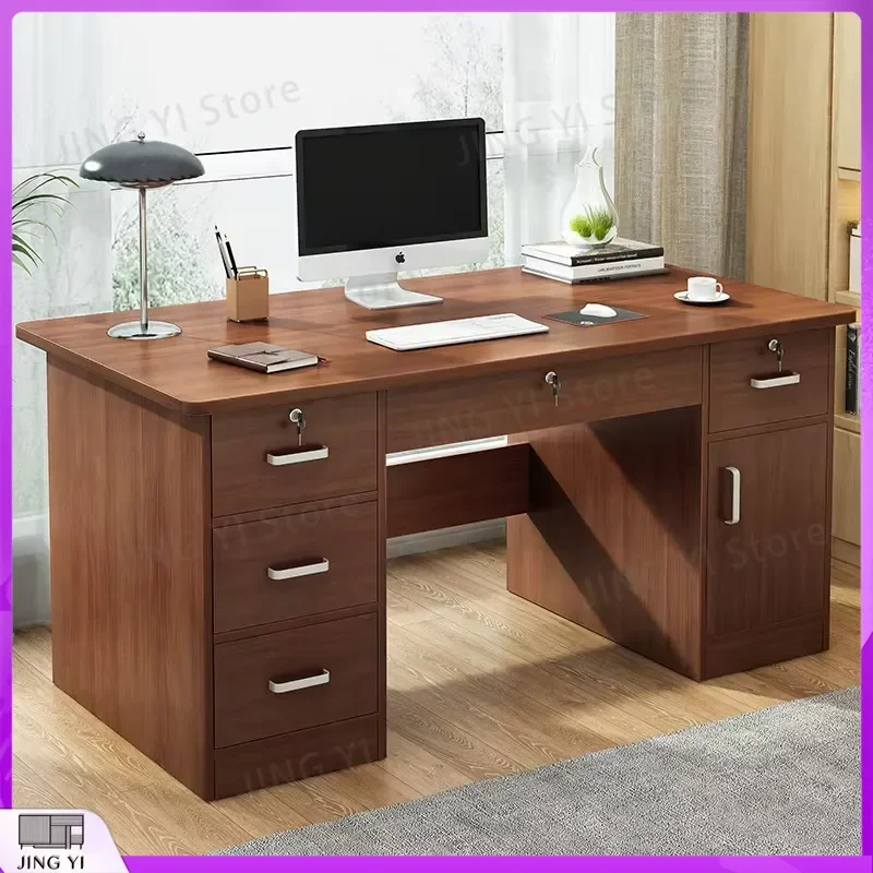 Modern Executive Wooden Desk 140cm Smart Office Workstation for Home Study Room Ergonomic Computer Desk with Cable Management