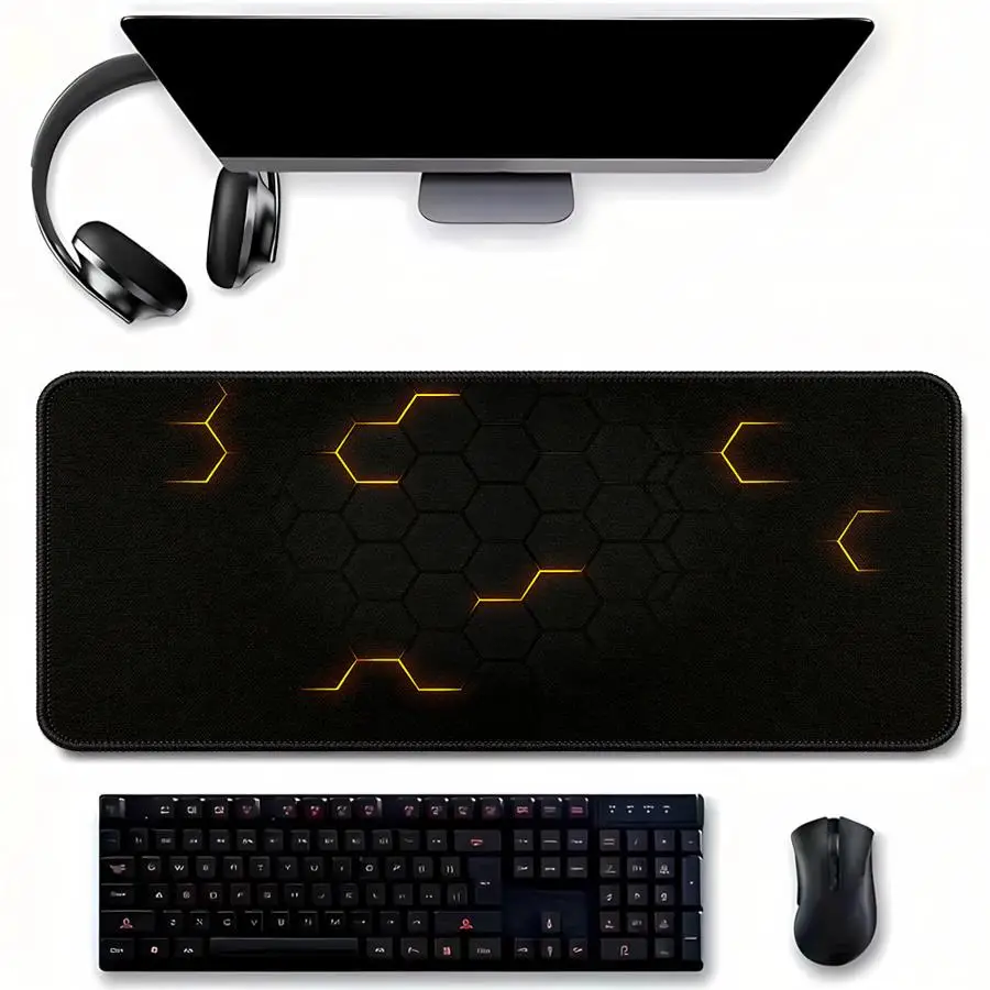 Mouse Pad Computer Laptop Pad Desk accessories Game Console Pad office Pad Keyboard Mouse Pad Anti slip Neon Hexagon Art
