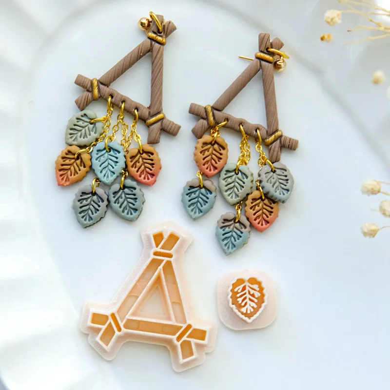 

Треугольная ветка, форма для резки полимерной глины для ювелирных изделий, серьг, серьги, декор из помадки, сделай сам, керамический штамп, керамические ремесла, инструменты для тиснения