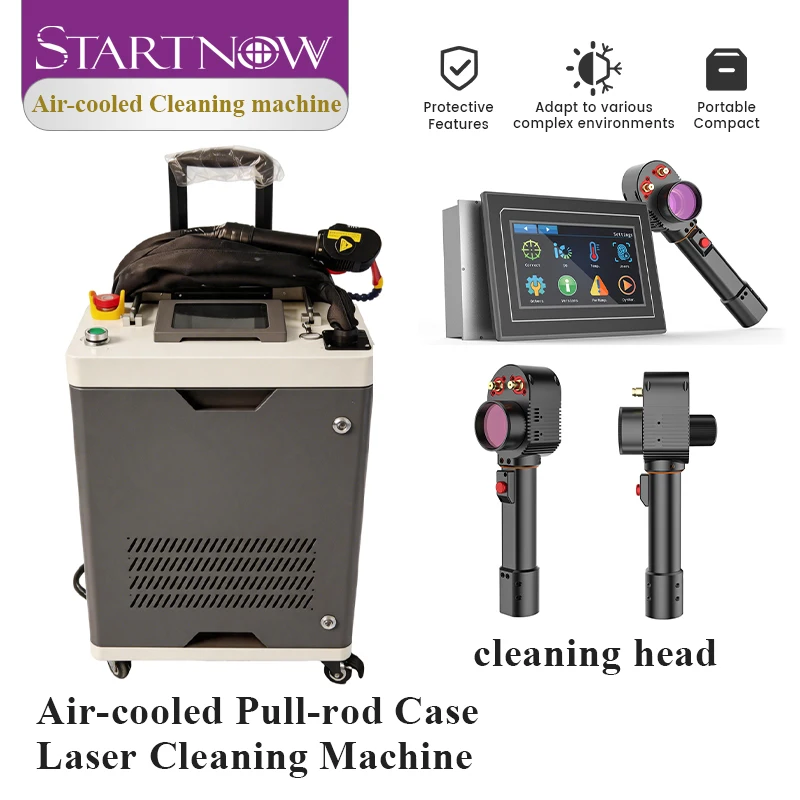STARTNOW Air-cooled Pull-rod Case Laser Cleaning Machine Handheld Portable Fiber Laser Cleaner for Rust Paint Oil Oxide Removal