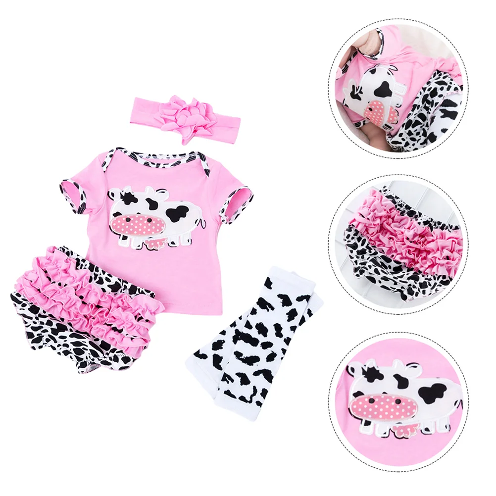 

4 Pcs Cow Clothes Stockings Reborn Dolls Clothing Newborn Outfit Combed Cotton Girl for - Years Old Girls