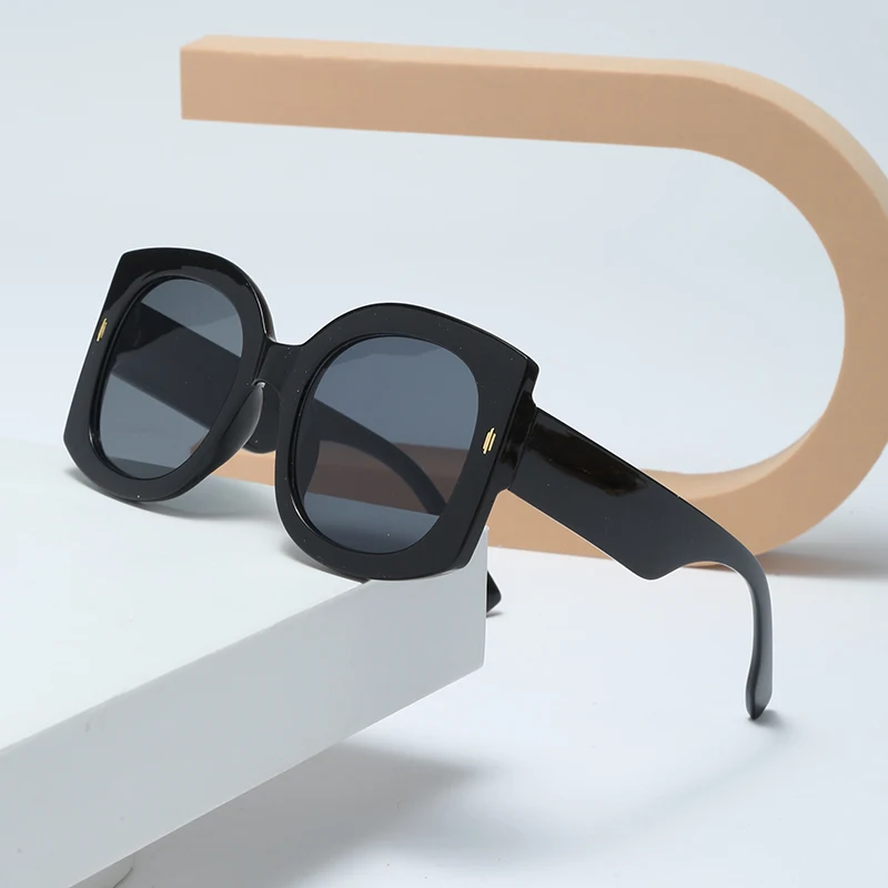 Gafas de sol cuadradas de gran tamaño a la moda para mujer, gafas de sol de diseñador de marca vintage, gafas de sol color crema para mujer, gafas retro para exteriores uV400