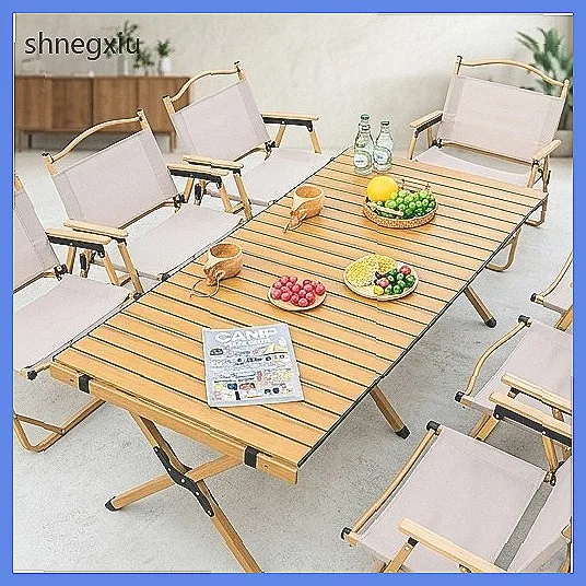 Portable Folding Picnic Table, Lightweight Wooden Outdoor Camping Table for Beach Backyard Travel