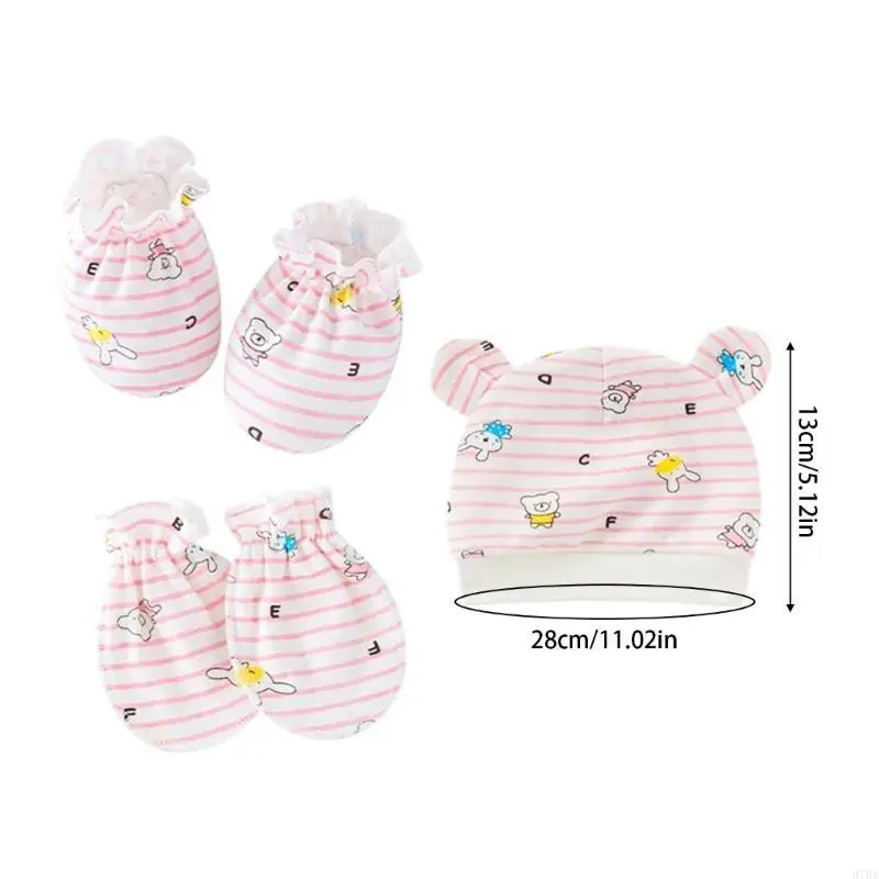 97BE Turban Beanie Cap Baby Gifts Soft Cotton Comfy No Scratch Mittens Socks