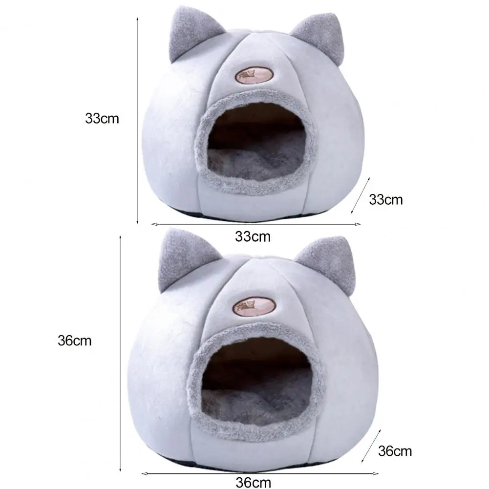 Cat Nest Cat Head Design Non-Slip Fabric Stuffed Kitty Cave Deep Sleep Comfort In Winter Cat Bed Mat Basket Small Dog House Home