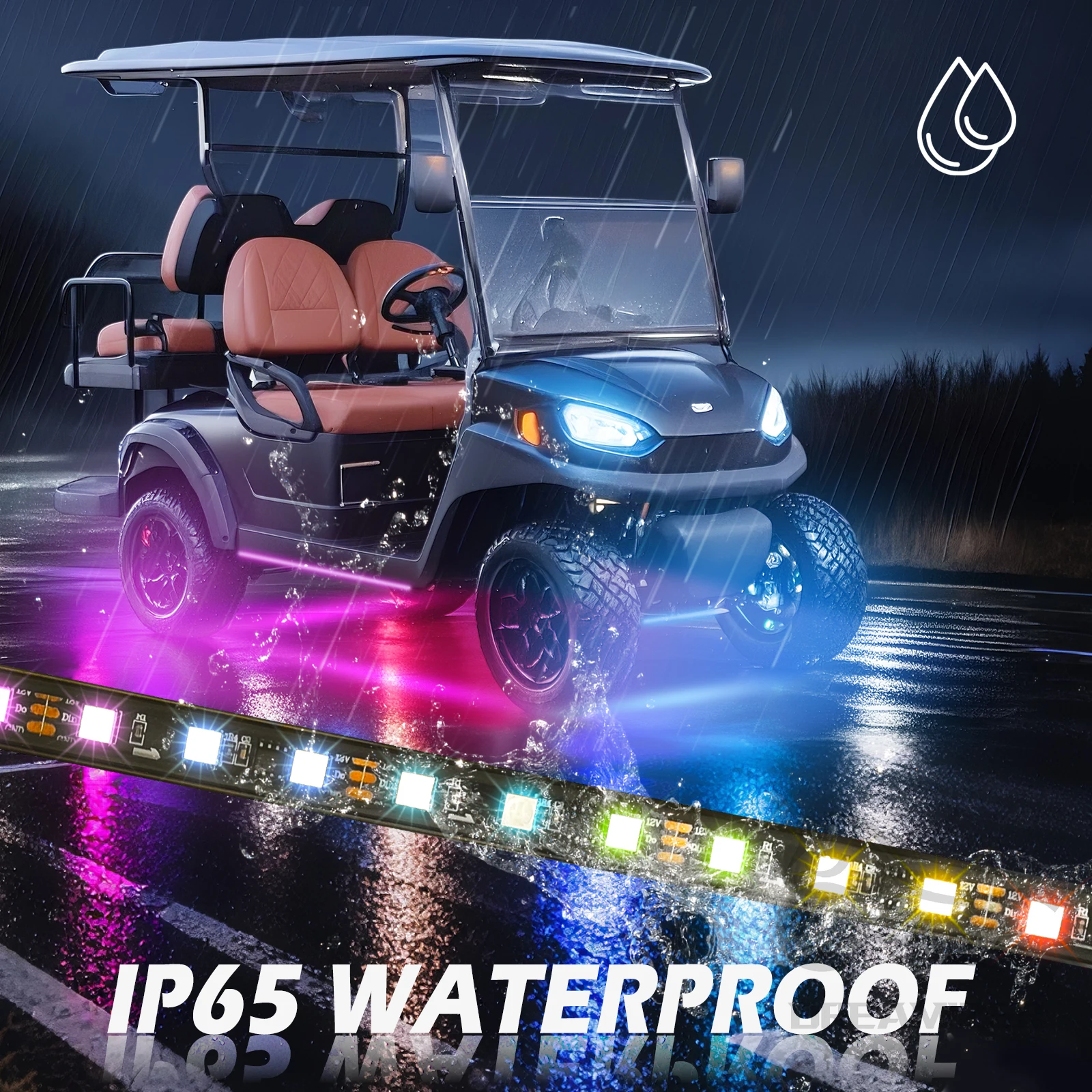 

Светодиодные неоновые ленты для гольф-каров, акцентная подсветка, миллион цветов, водонепроницаемые IP68, синхронизация с музыкой, для EZGO, Yamaha, Club Car