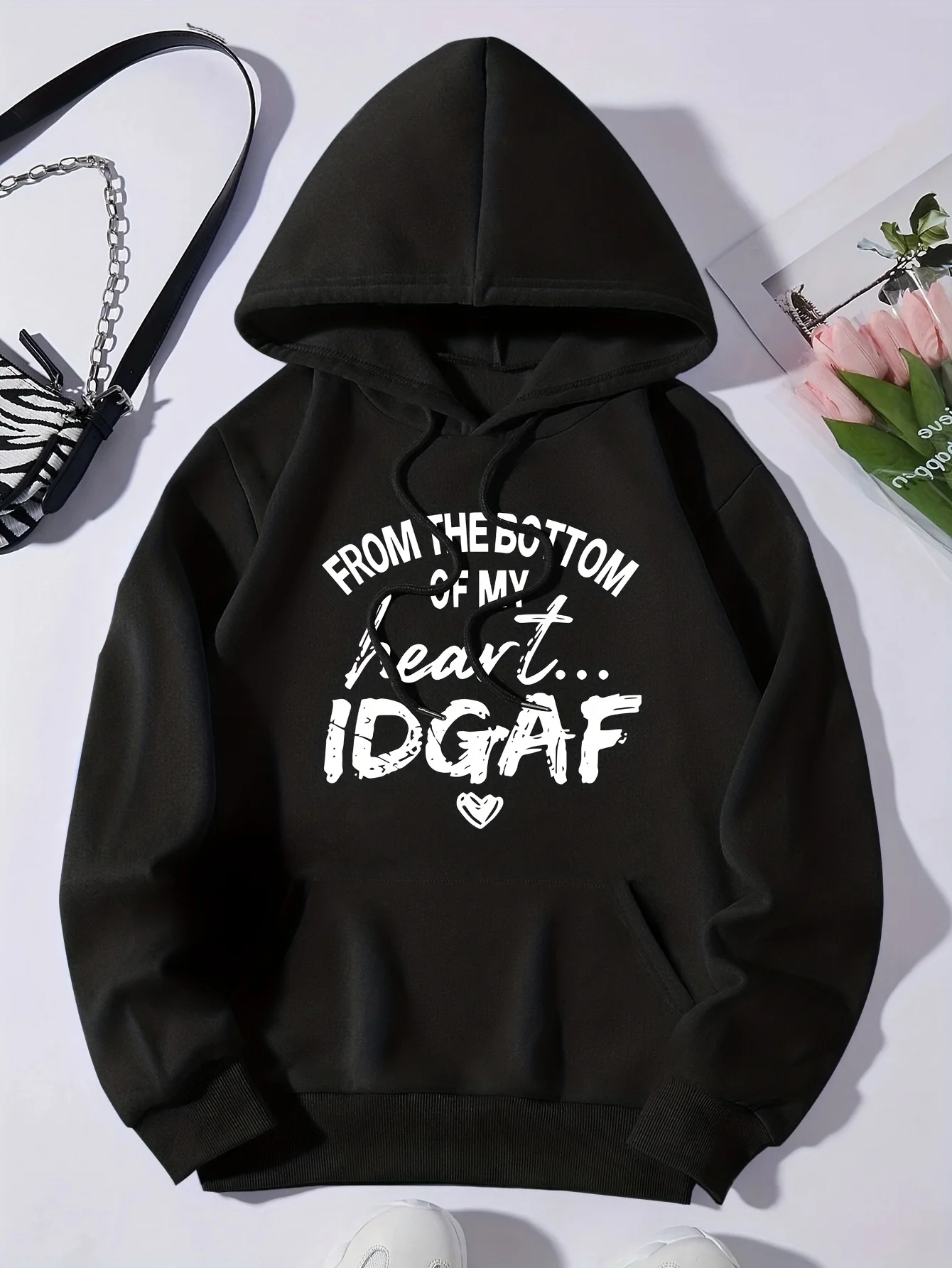 Kapuzenpullover mit Buchstabendruck, lässig, Taschenärmel, Kordelzug, Kapuzenpullover, Sweatshirt, Damenbekleidung, Kängurutasche, Kapuzenpullover, ästhetische Kleidung