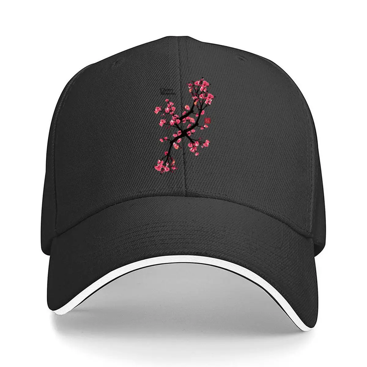 Cherry Blossom Branch Floral Botanical Artwork Hip Hop hat Fashion Outdoor Sports Sandwich Baseball Cap