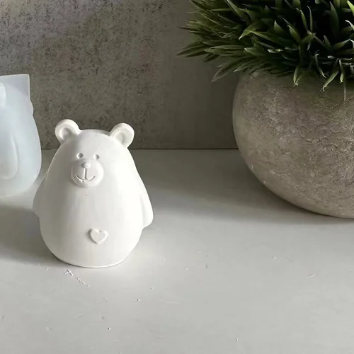 DIY 귀여운 곰 장식 실리콘 몰드 초콜릿 케이크 토퍼, 수제 비누 석고 송진 석고 몰드, 주방 액세서리 장식 